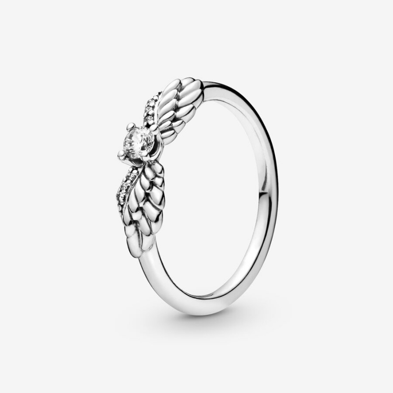 Sterling Silver Pandora Sparkling Angel Wings Statement Rings | HRUF54703