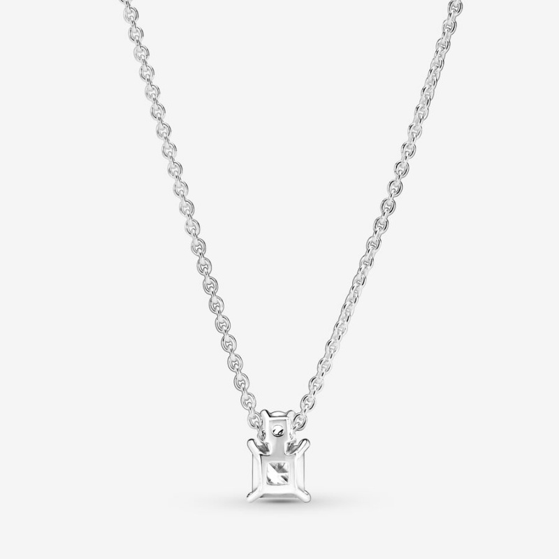 Sterling Silver Pandora Sparkling Collier Round & Square Pendant Necklaces | NFYR13207