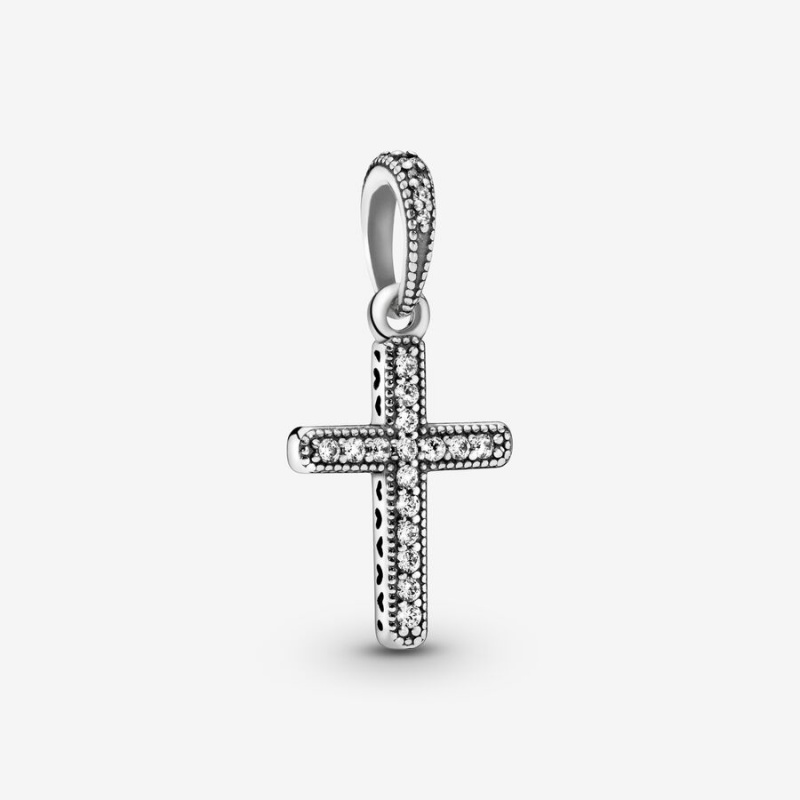 Sterling Silver Pandora Sparkling Cross Pendants | OUYA42576