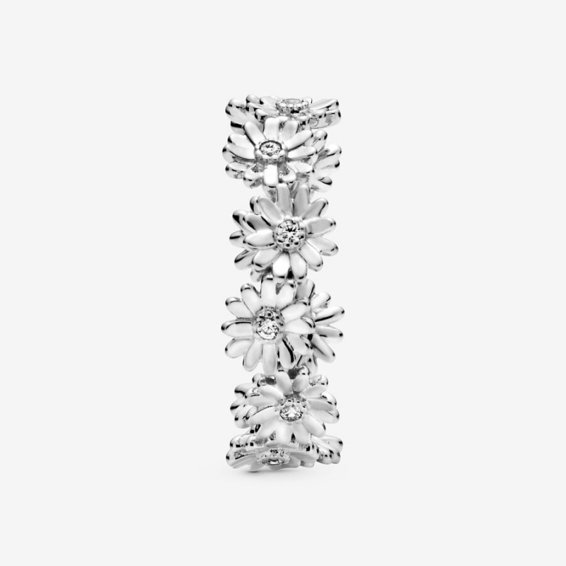 Sterling Silver Pandora Sparkling Daisy Flower Crown Band Rings | ERWV39015