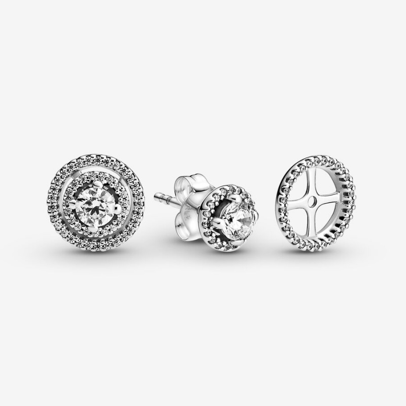 Sterling Silver Pandora Sparkling Double Halos Stud Earrings | OVPJ67830