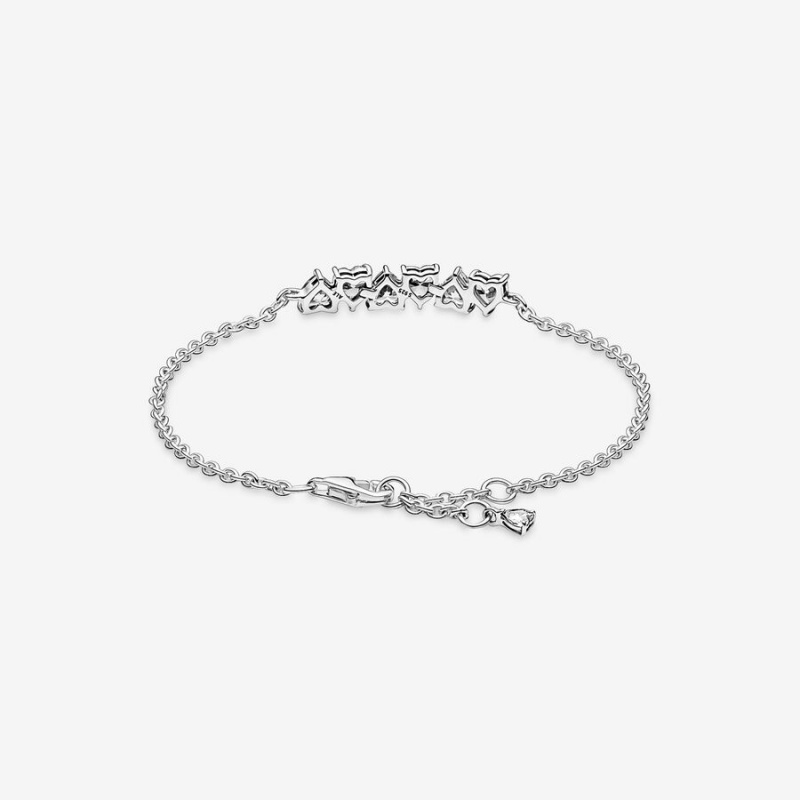 Sterling Silver Pandora Sparkling Endless Hearts Non-charm Bracelets | ZARY67095