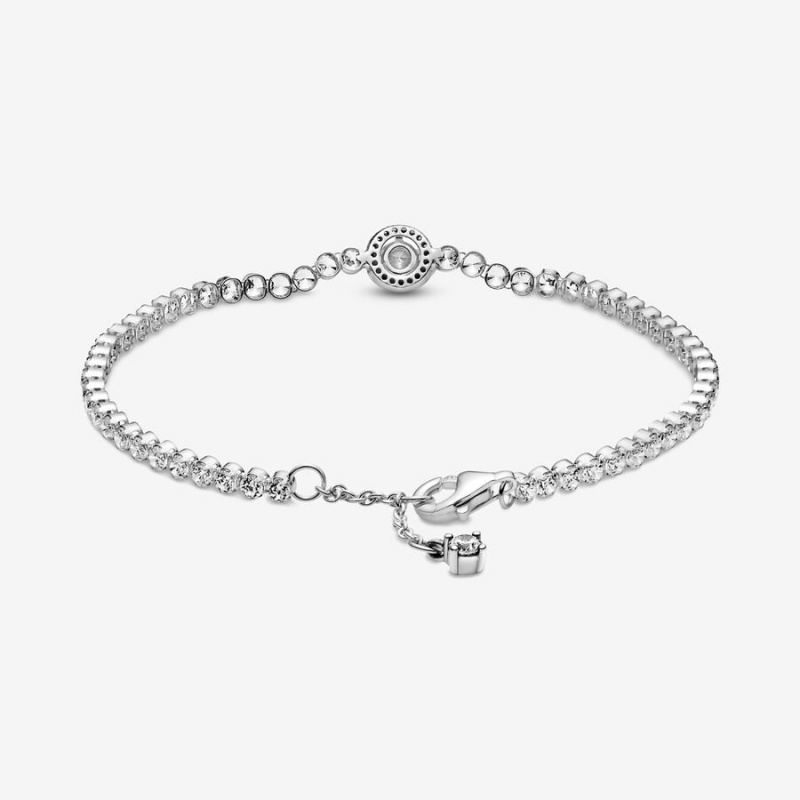 Sterling Silver Pandora Sparkling Halo Tennis Non-charm Bracelets | FAQE43607