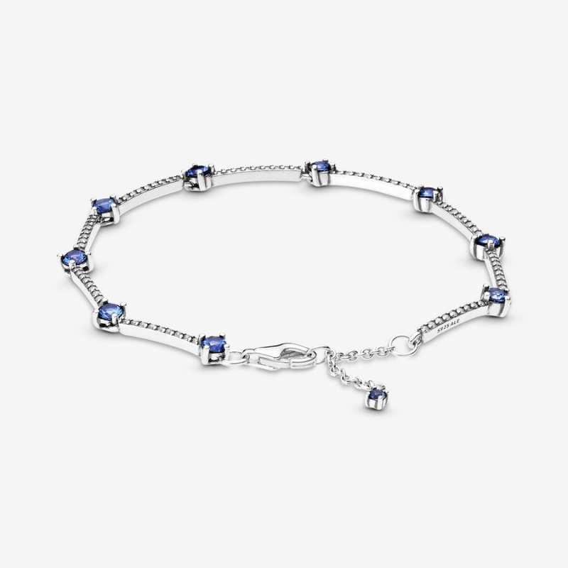 Sterling Silver Pandora Sparkling Pavé Bars Non-charm Bracelets | HIZP47392