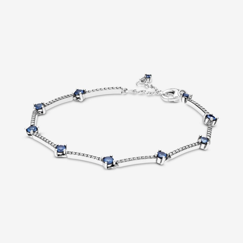 Sterling Silver Pandora Sparkling Pavé Bars Non-charm Bracelets | HIZP47392