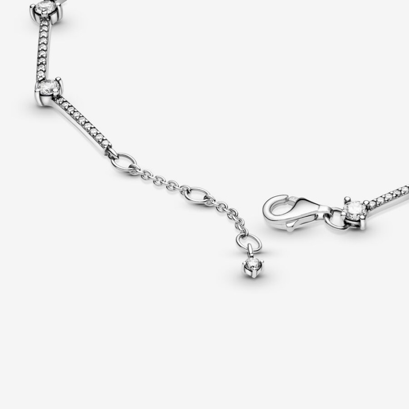 Sterling Silver Pandora Sparkling Pavé Bars Non-charm Bracelets | GYXM29807