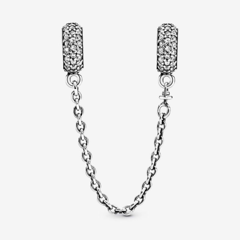 Sterling Silver Pandora Sparkling Pavé Safety Safety Chains | OGDS59047