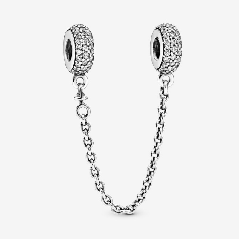 Sterling Silver Pandora Sparkling Pavé Safety Safety Chains | OGDS59047