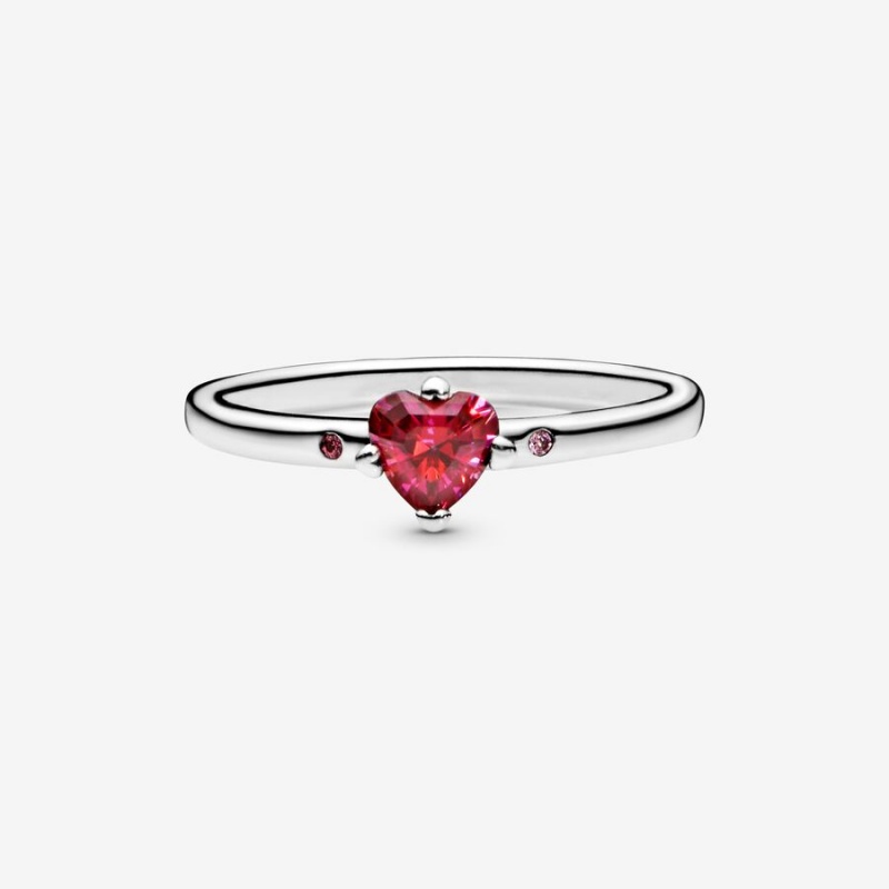 Sterling Silver Pandora Sparkling Red Halo & Solitaire Rings | EAKJ78613