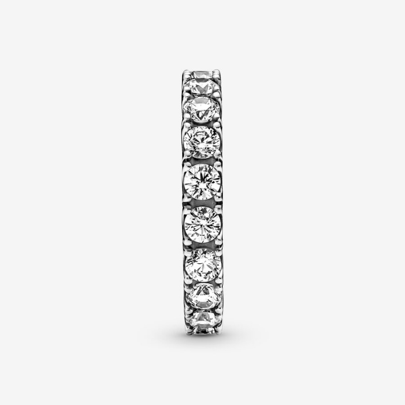 Sterling Silver Pandora Sparkling Row Eternity Band Rings | VQCU07529