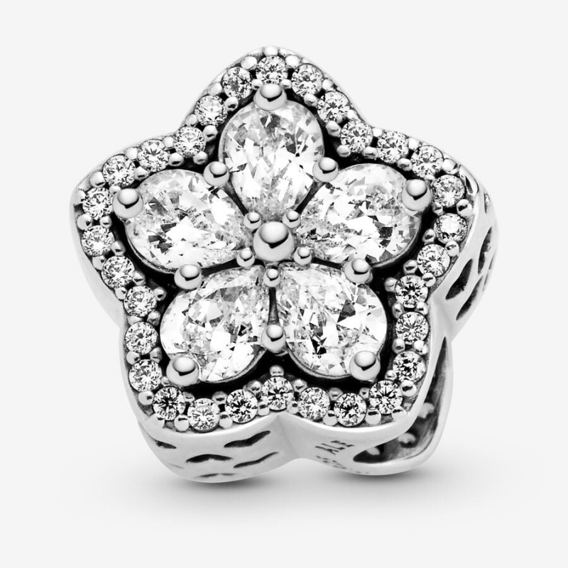 Sterling Silver Pandora Sparkling Snowflake Sliding Set Charm Holders | TKAG65738