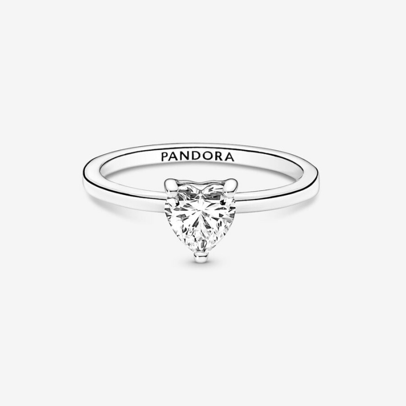 Sterling Silver Pandora Sparkling Solitaire Halo & Solitaire Rings | GUPC39485