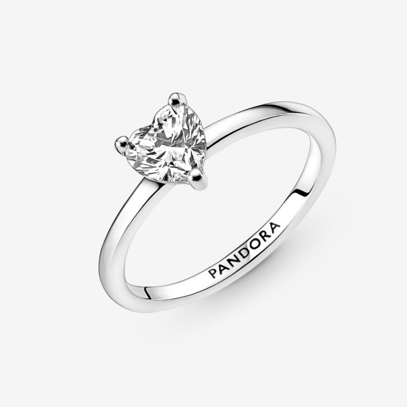 Sterling Silver Pandora Sparkling Solitaire Halo & Solitaire Rings | GUPC39485