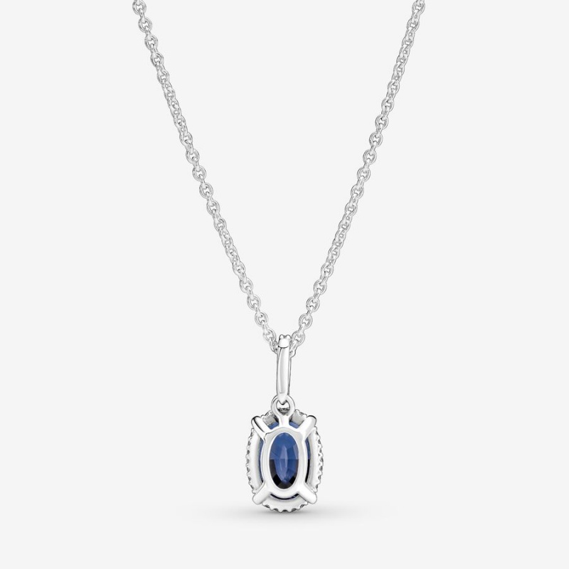 Sterling Silver Pandora Sparkling Statement Halo Pendant Necklaces | YEWC45082