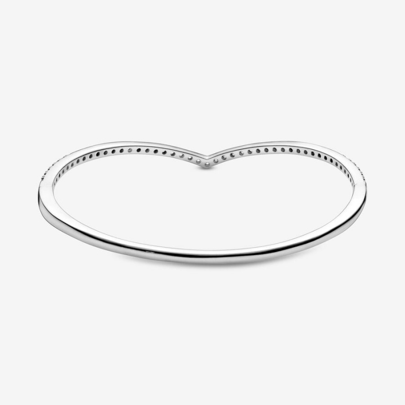 Sterling Silver Pandora Sparkling Wishbone Bangle Bangles | UJXO03789