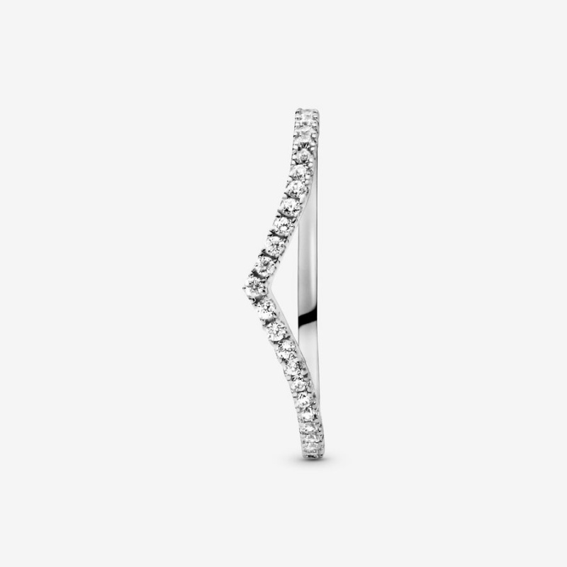 Sterling Silver Pandora Sparkling Wishbone Heart & Promise Rings | LTOJ63941