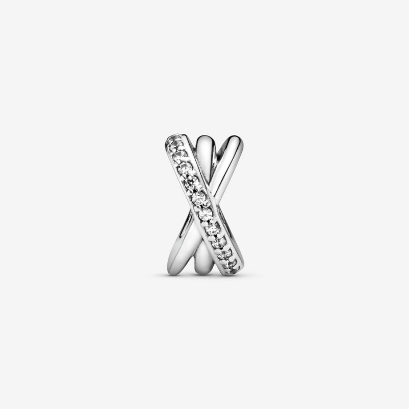 Sterling Silver Pandora Sparkling and Polished Lines Spacer Spacer Charms | QXKL58693