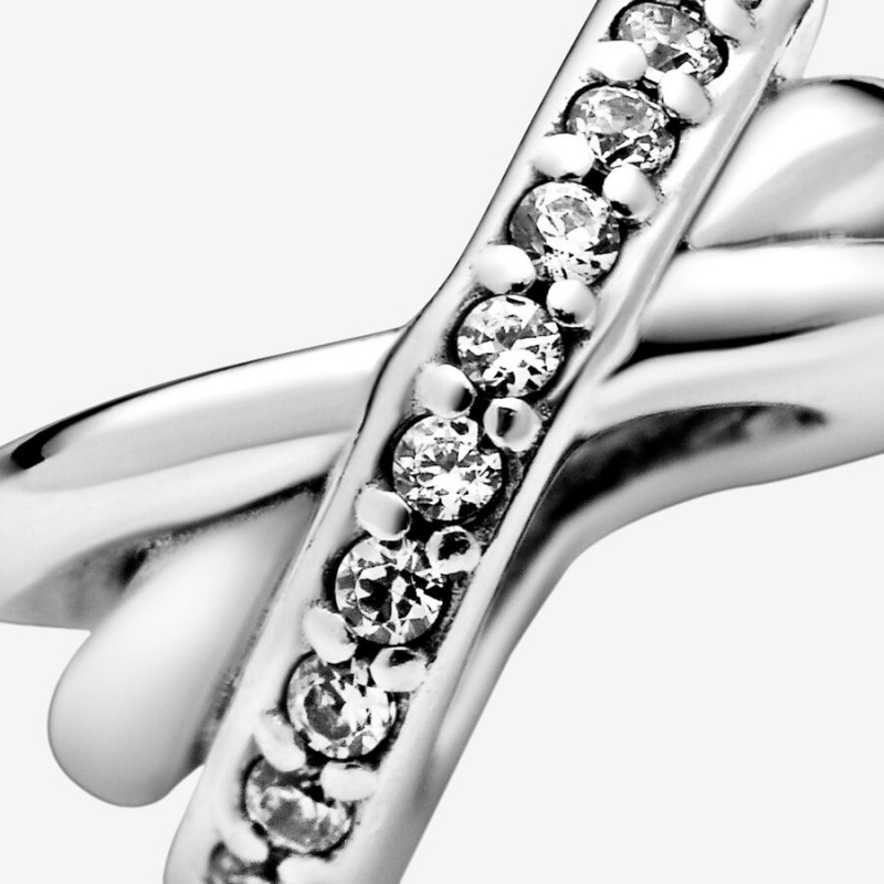 Sterling Silver Pandora Sparkling and Polished Lines Spacer Spacer Charms | QXKL58693