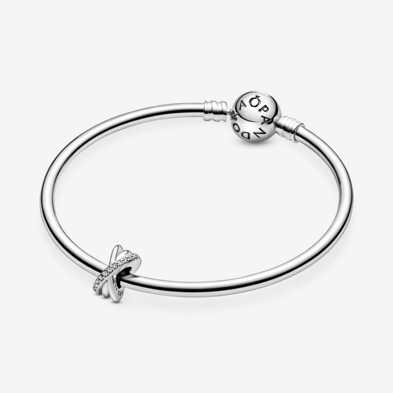 Sterling Silver Pandora Sparkling and Polished Lines Spacer Spacer Charms | QXKL58693