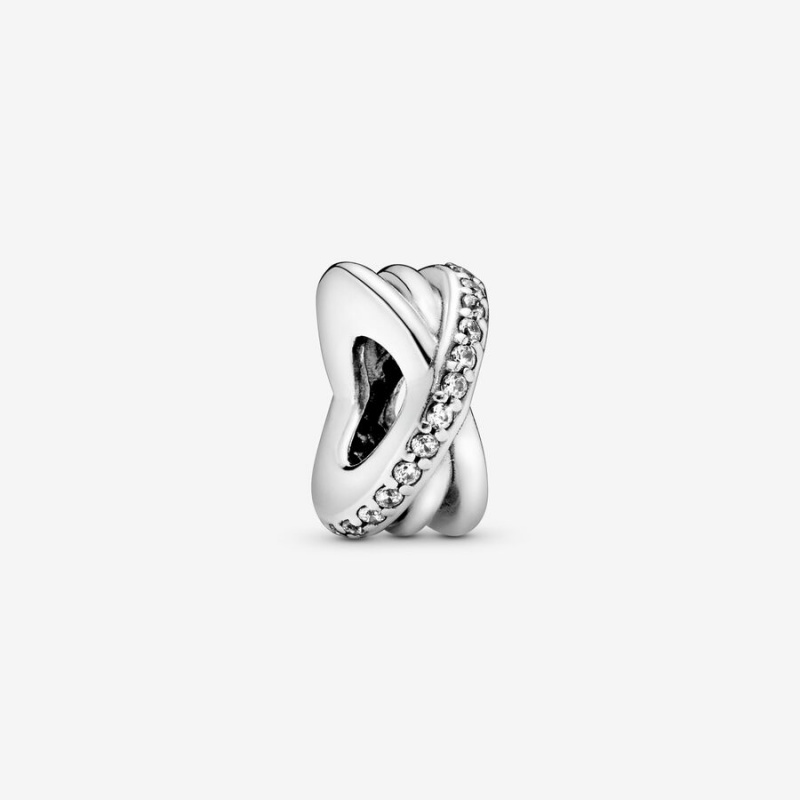 Sterling Silver Pandora Sparkling and Polished Lines Spacer Spacer Charms | QXKL58693