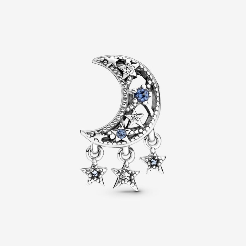 Sterling Silver Pandora Star & Crescent Moon Dangle Charms | HRAD94361