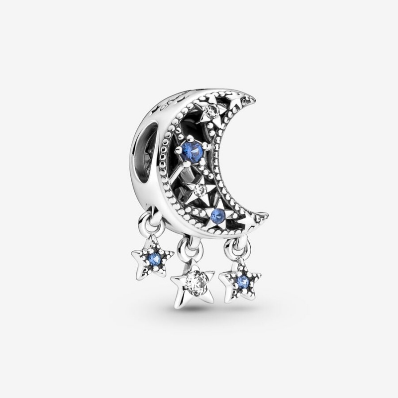 Sterling Silver Pandora Star & Crescent Moon Dangle Charms | HRAD94361