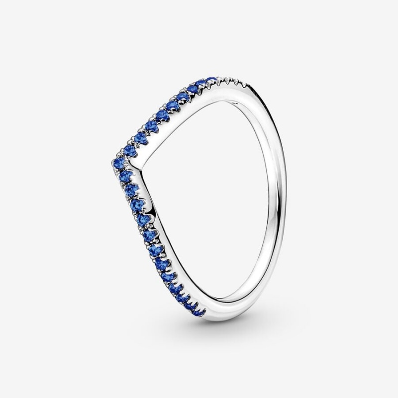 Sterling Silver Pandora Timeless Wish Sparkling Blue Stackable Rings | CPEN25319