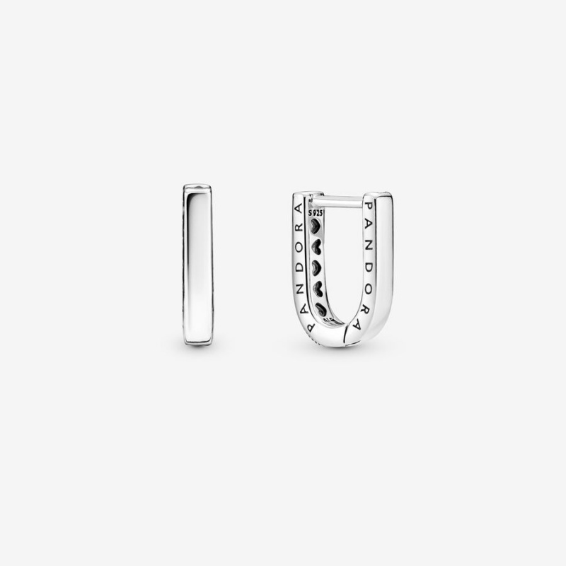 Sterling Silver Pandora U-shaped Hoop Earrings | JUZA03469