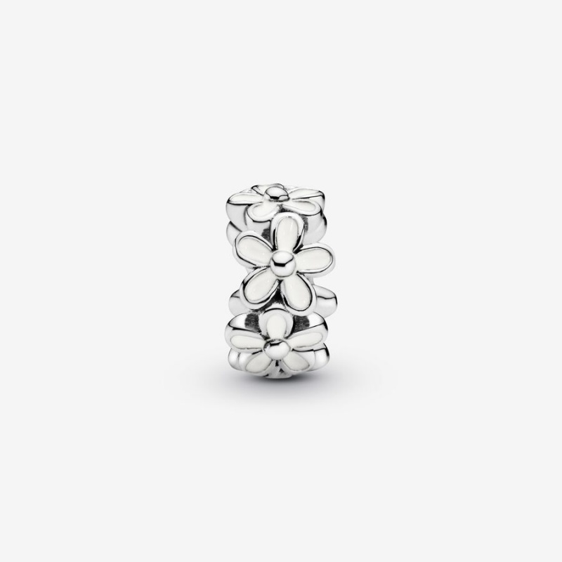 Sterling Silver Pandora White Daisy Flower Spacer Spacer Charms | LFHP07286