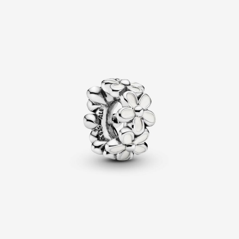 Sterling Silver Pandora White Daisy Flower Spacer Spacer Charms | LFHP07286