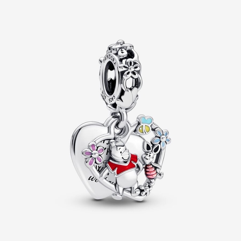 Sterling Silver Pandora Winnie the Pooh & Piglet Double Dangle Dangle Charms | JKBN50471