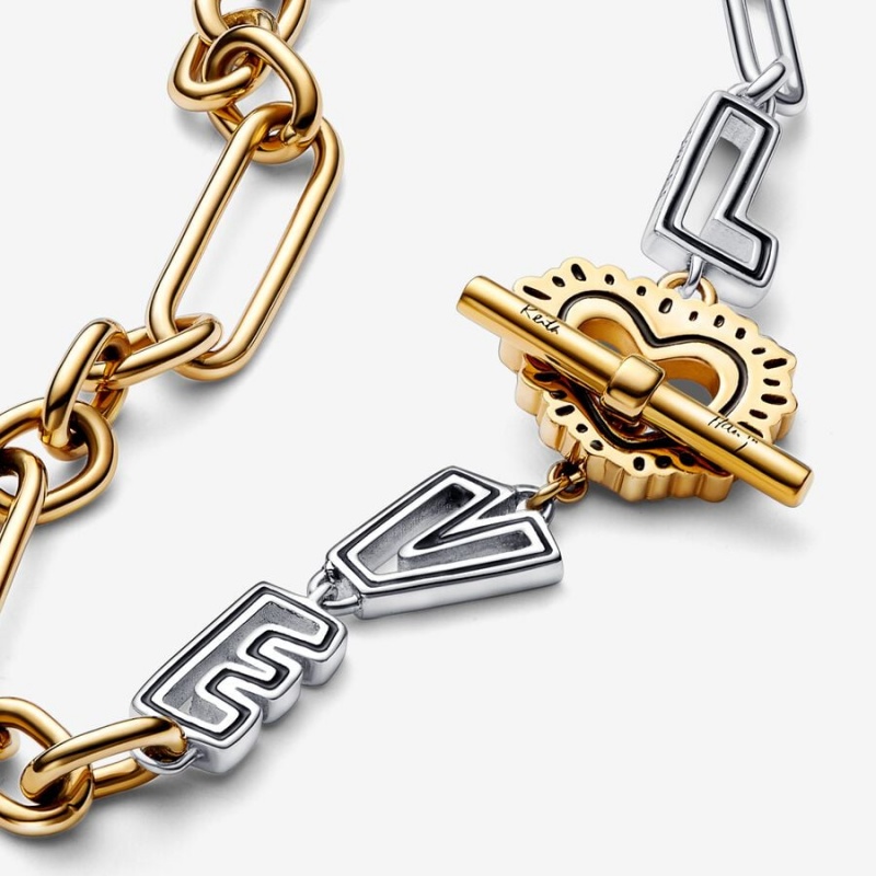 Two-tone Pandora Keith Haring x Two-tone Love Links Link Bracelets | KDZJ94065