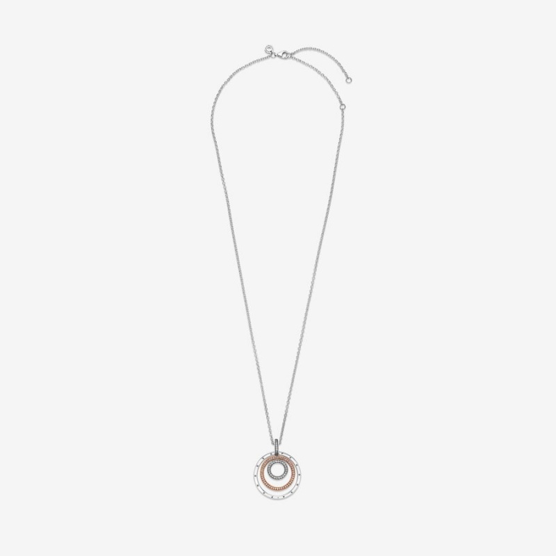 Two-tone Pandora Two-tone Circles Pendant Necklaces | FZNV63457