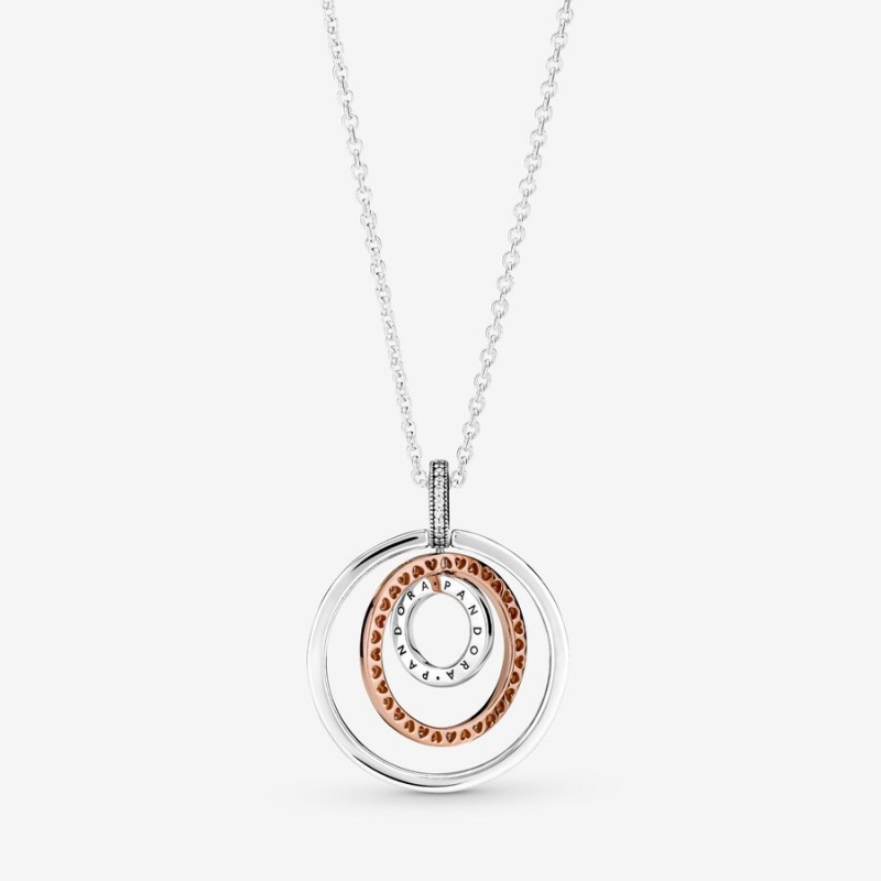 Two-tone Pandora Two-tone Circles Pendant Necklaces | FZNV63457