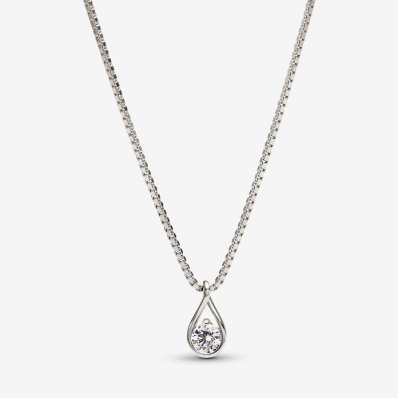 White Gold Pandora Brilliance 0.25 ct tw Necklaces | RCYI85796