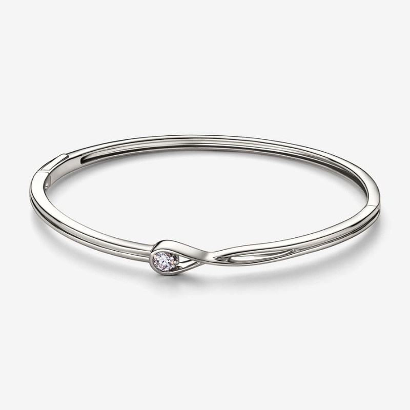 White Gold Pandora Brilliance Lab-created 0.25 ct tw Diamond Bangle Bangles | UGRK30865